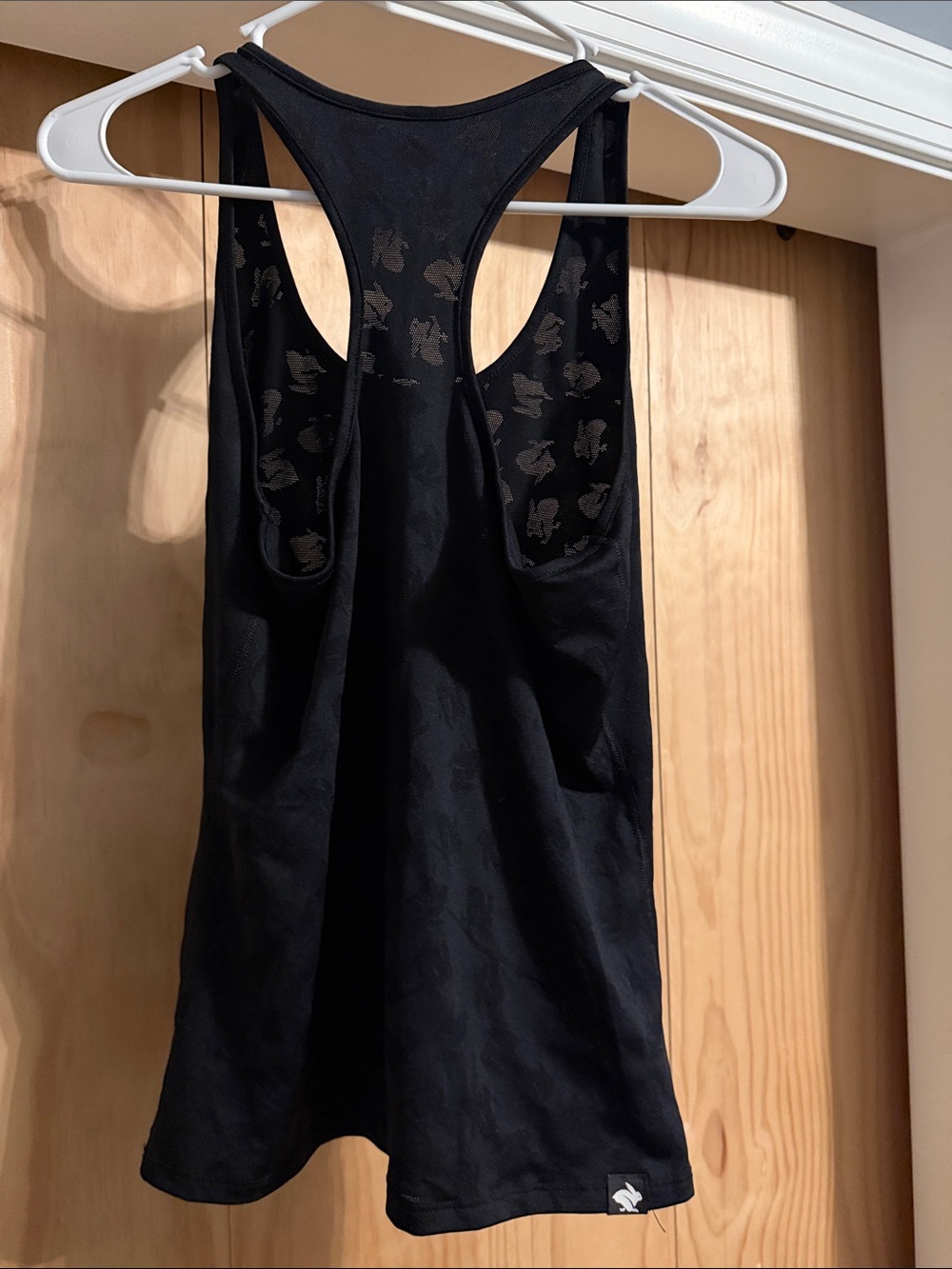 Rabbit EIAN Black Racerback Tank with Subtle rabbit print  Motif